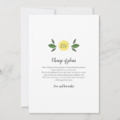 期日の変更ブライダルシャワー延期カード セーブザデート (裏面)