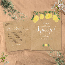 期日素朴の変更ブライダルシャワー ポストカード