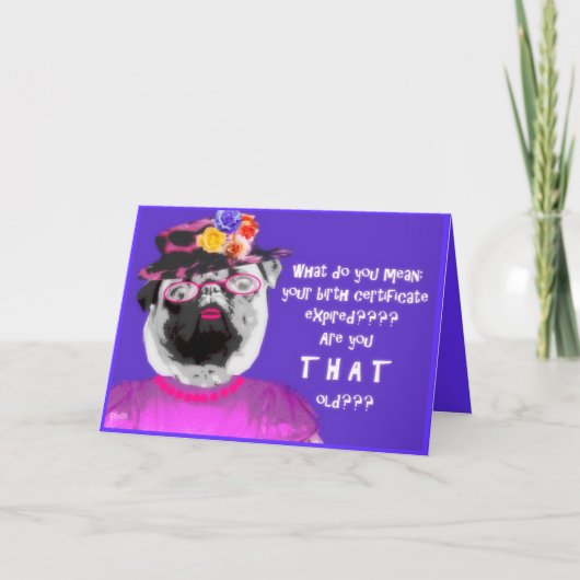 期限切れの出生証明書およびパグ カード (正面)