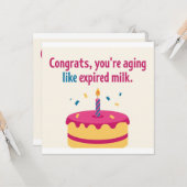 期限切れミルクの誕生日カードのような老化 カード (正面/裏面インサイチュ)