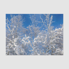 木々が雪に覆われた冬の青空の風景 薄葉紙
