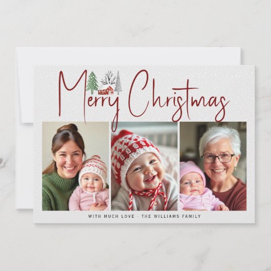 木々と冬の風景、雪の写真クリスマス シーズンカード (正面)