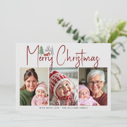 木々と冬の風景、雪の写真クリスマス シーズンカード (スタンド正面)