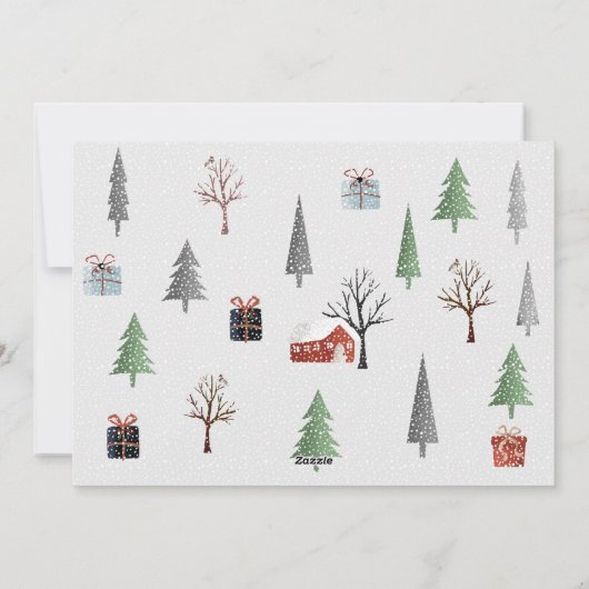 木々と冬の風景、雪の写真クリスマス シーズンカード (裏面)