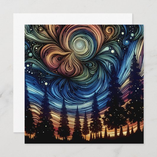 木々と夜空を持つ神秘的なエーテル芸術 (正面/裏面)