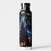 木々と夜空を持つ神秘的なエーテル芸術 ウォーターボトル (右面)
