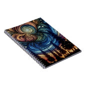 木々と夜空を持つ神秘的なエーテル芸術 ノートブック (右側)