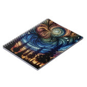 木々と夜空を持つ神秘的なエーテル芸術 ノートブック (左側)