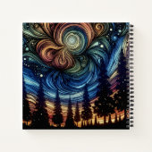 木々と夜空を持つ神秘的なエーテル芸術 ノートブック (裏面)