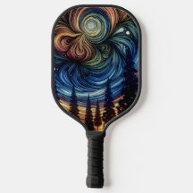 木々と夜空を持つ神秘的なエーテル芸術