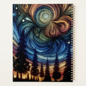 木々と夜空を持つ神秘的なエーテル芸術 プランナー手帳 (裏面)