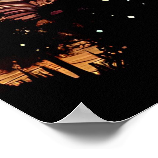 木々と夜空を持つ神秘的なエーテル芸術 ポスター (角)