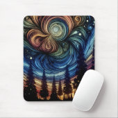 木々と夜空を持つ神秘的なエーテル芸術 マウスパッド (マウス)