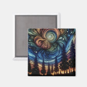 木々と夜空を持つ神秘的なエーテル芸術 マグネット (正面/裏面)