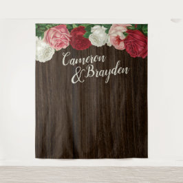 木々と花のクラシックなウェディングパーティーの背景 タペストリー