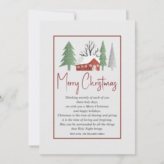 木々と雪のクリスマスと冬の風景 シーズンカード (正面)