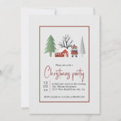 木々と雪の冬の風景クリスマスパーティー 招待状 (正面)