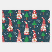 木々と雪の結晶と可愛いクリスマス格言 ラッピングペーパーシート (正面)