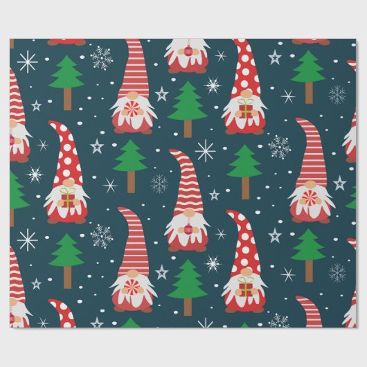 木々と雪の結晶と可愛いクリスマス格言 ラッピングペーパー (フラット)