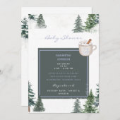 木々と雪の青いベイビー、寒い外へ シャワー  I 招待状 (正面/裏面)