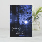 木々と青い夕焼けの結婚式招待状 招待状 (スタンド正面)