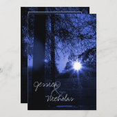 木々と青い夕焼けの結婚式招待状 招待状 (正面/裏面)