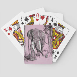 木々に覆われたサバンナをピンク色で歩く象 トランプ