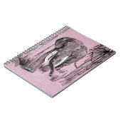 木々に覆われたサバンナをピンク色で歩く象 ノートブック (左側)