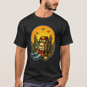 木々のアウトドアハイキングバックパックマウンテンハイカーブーツ Tシャツ