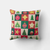 木々のオーナメントと星 クッション (裏面)