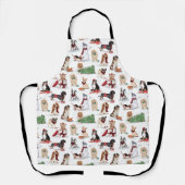 木々のクリスマスかわいい水いけな色の犬 エプロン (正面)
