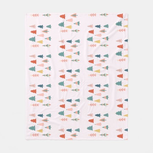 木々のクリスマスフォレストのモダン出現 フリースブランケット (正面)