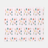 木々のクリスマスフォレストのモダン出現 フリースブランケット (正面(横))