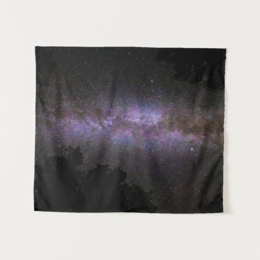 木々のシルエットを持つ天の川 タペストリー (正面(横))