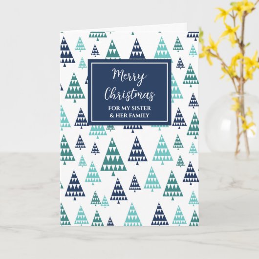 木々のモダン妹と家族メリークリスマス カード (黄色い花)