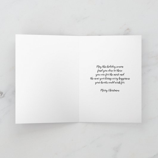 木々のモダン妹と家族メリークリスマス カード (内部)