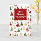 木々のモダン孫娘と彼女の夫のクリスマス カード (黄色い花)