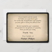 木々のヴィンテージ記念悔やみや弔慰ありがとう私 サンキューカード (裏面)