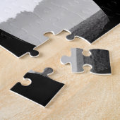 木々の下に抱き込むシルエットのロマンチックなカップル ジグソーパズル (側面)