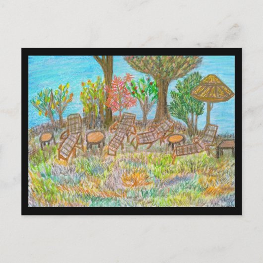 木々の下をうろつく ポストカード (正面)