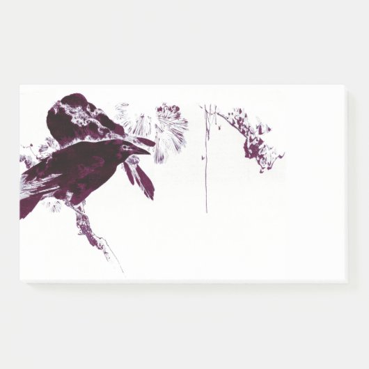 木々の中に止まっていたカラス ポストイット (正面)