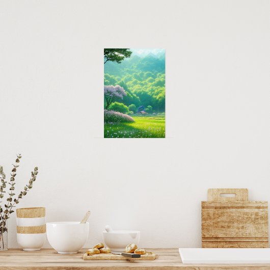 木々の中の神殿 ポスター (キッチン)