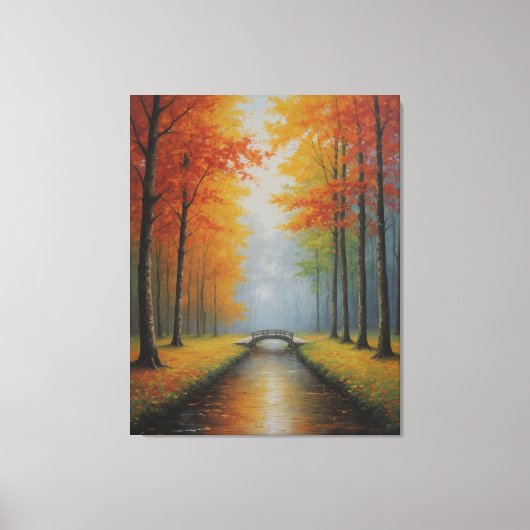 木々の川にかかる橋 キャンバスプリント (正面)