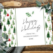 木々の森の家族のクリスマスの挨拶 ポストカード