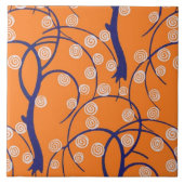 木々の渦巻きレトロヴィンテージ壁紙 タイル (正面)