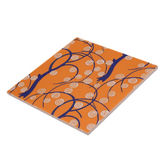 木々の渦巻きレトロヴィンテージ壁紙 タイル (側面)