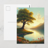 木々の湖の風景絵を描芸術 ポストカード (正面/裏面)