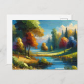 木々の湖を風景に ポストカード (正面/裏面)