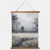 木々の牧草地低い霧の風景 吊り下げ型タペストリー (正面)