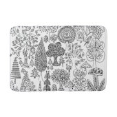 木々の白と黒の手描きアーモダント バスマット (正面)